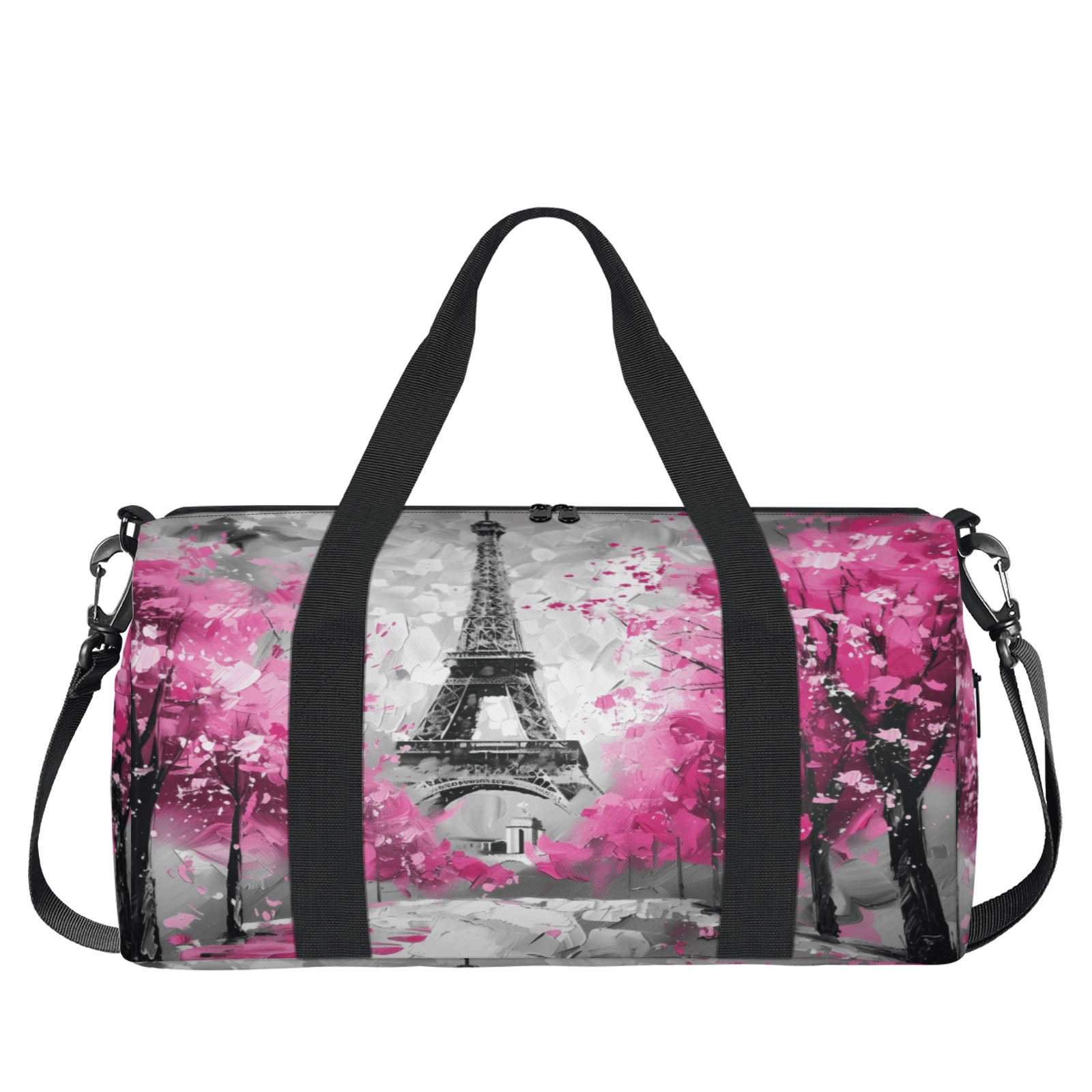 Herdesigns Paris Eiffel Tower Travel Duffle Bag Sports Yoga Weekender Overnight Carry on Workout Bags Lightweight Waterproof Gym Tote Bag for Women