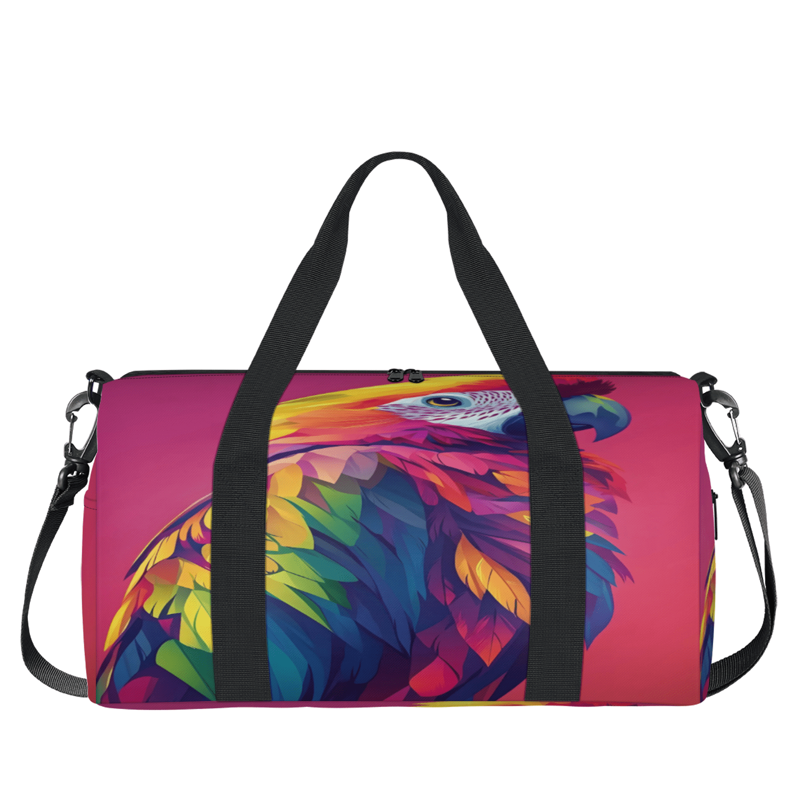 Herdesigns Parrot Gym Bag for Women, Bird Duffle Bag for Travel Sport, Lightweight Waterproof Carry on Weekender Overnight Dance Yoga Workout Bags