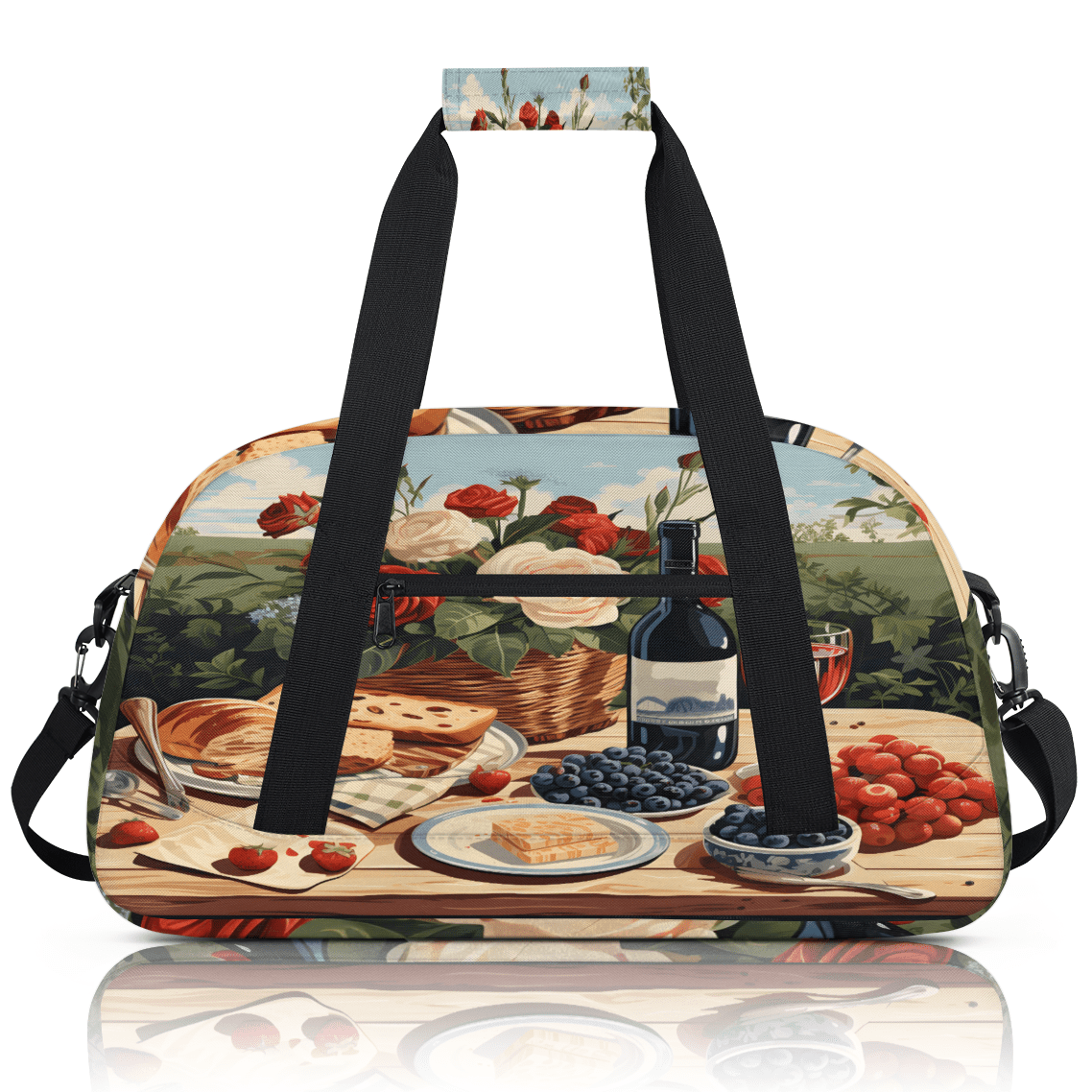 Herdesigns Party Theme Sports Duffle Bag for Women & Men, Picnic Theme Gym Bag Dance Bag Overnight Bag Carry On Weekender Travel Bag