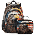 thumbnail image 1 of Herdesigns Patriotic Eagles Backpack with Lunch Box American Flag Lightweight Large Travel Work Laptop Backpacks Set Casual Daypacks, 1 of 8