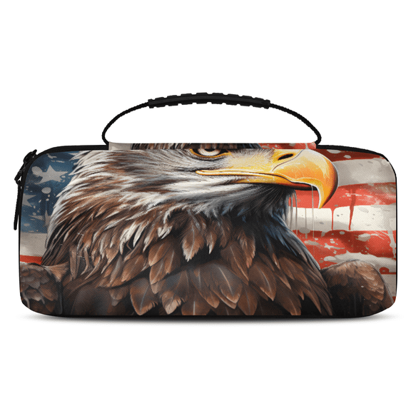 Herdesigns Patriotic Eagles Carry Case Compatible with Nintendo Switch 2, with 20 Game Card Slots, American Flag Portable Travel Carrying Case Pouch for Accessories & Games