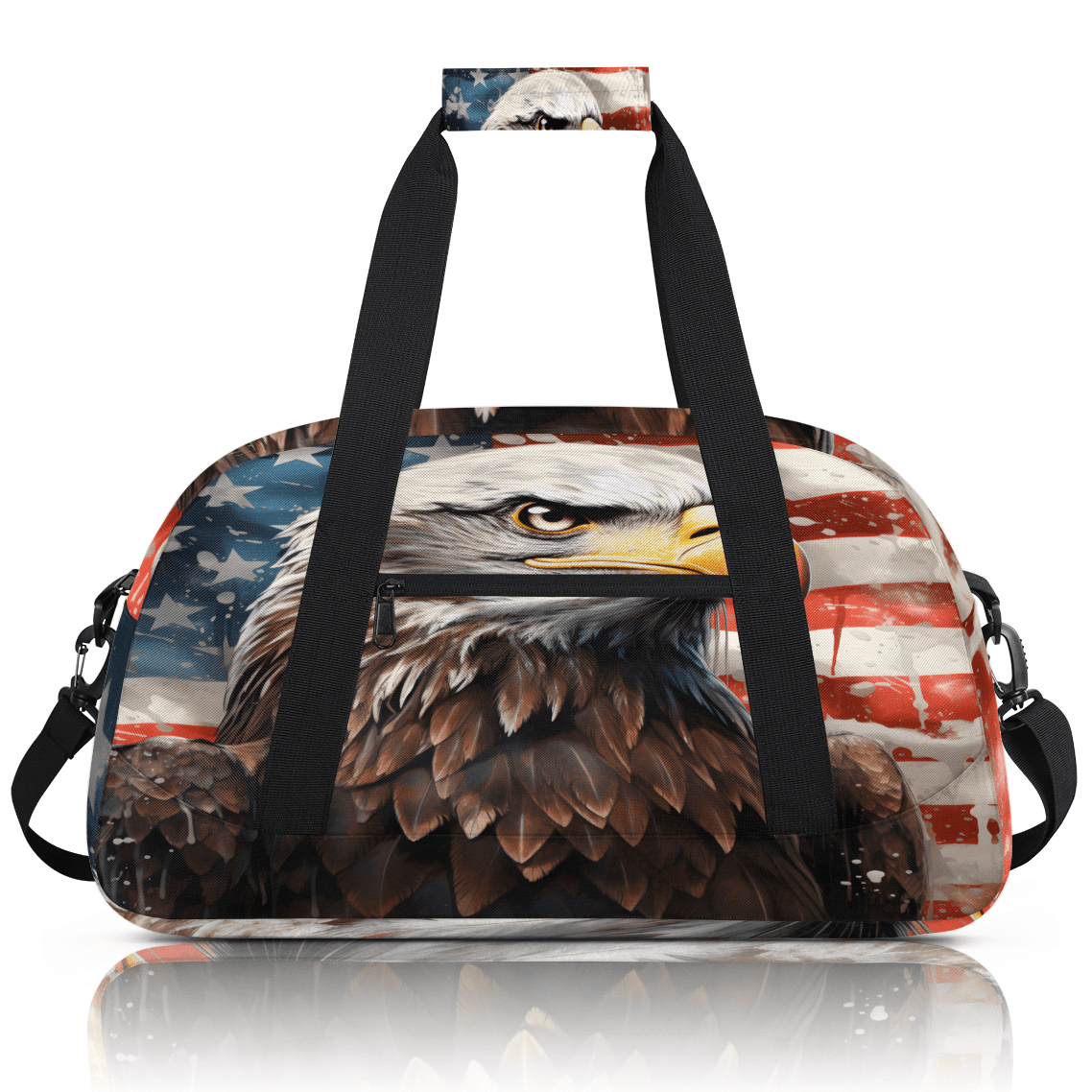 Herdesigns Patriotic Eagles Sports Duffle Bag for Women & Men, American Flag Gym Bag Dance Bag Overnight Bag Carry On Weekender Travel Bag