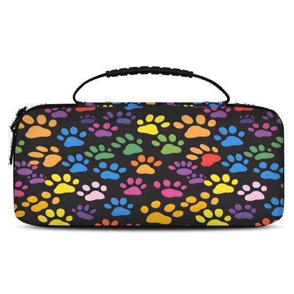 Herdesigns Paw Print Colorful Dog Paw Carrying Case for Nintendo Switch 2 with 20 Game Card Slots, Portable Travel Carry Case for Accessories and Console