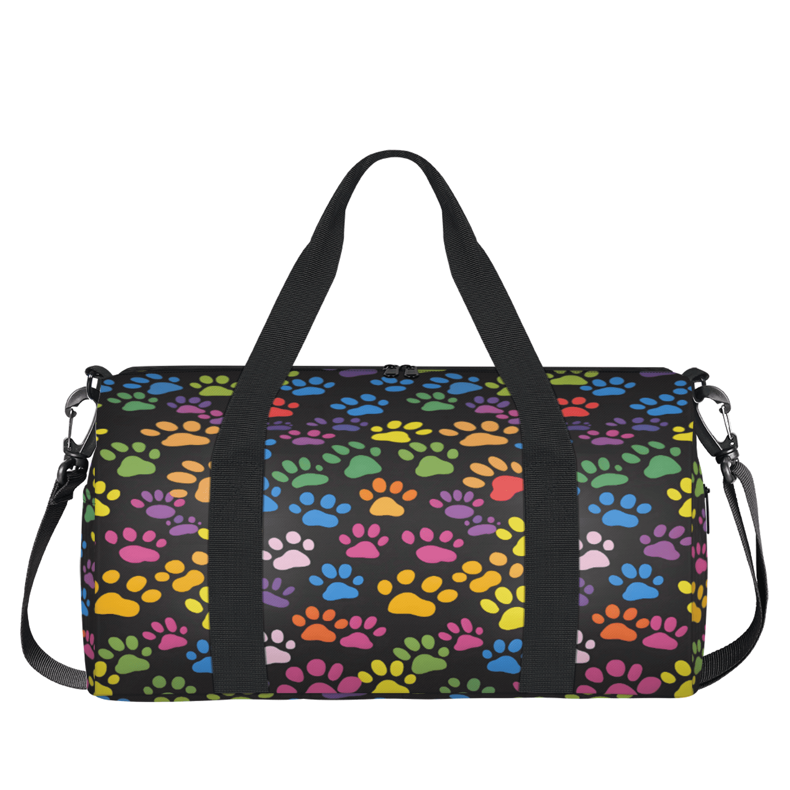 Herdesigns Paw Print Colorful Dog Paw Gym Bag for Women, Duffle Bag for Travel Sport, Lightweight Waterproof Carry on Weekender Overnight Dance Yoga Workout Bags