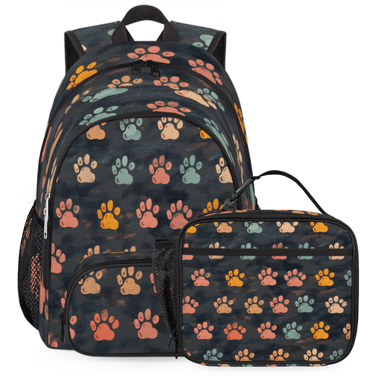 Herdesigns Paw Print Cute Puppy Dog Paw Large Backpack Set with Lunch ...