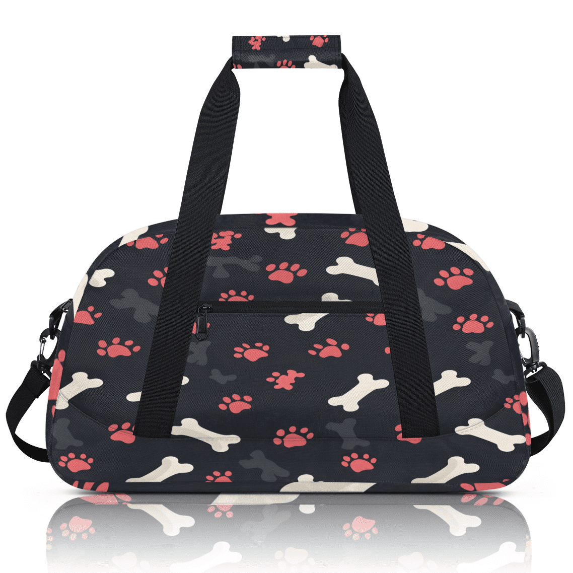 Herdesigns Paw Print Dog Sports Duffle Bag for Women & Men, Gym Bag Dance Bag Overnight Bag Carry On Weekender Travel Bag