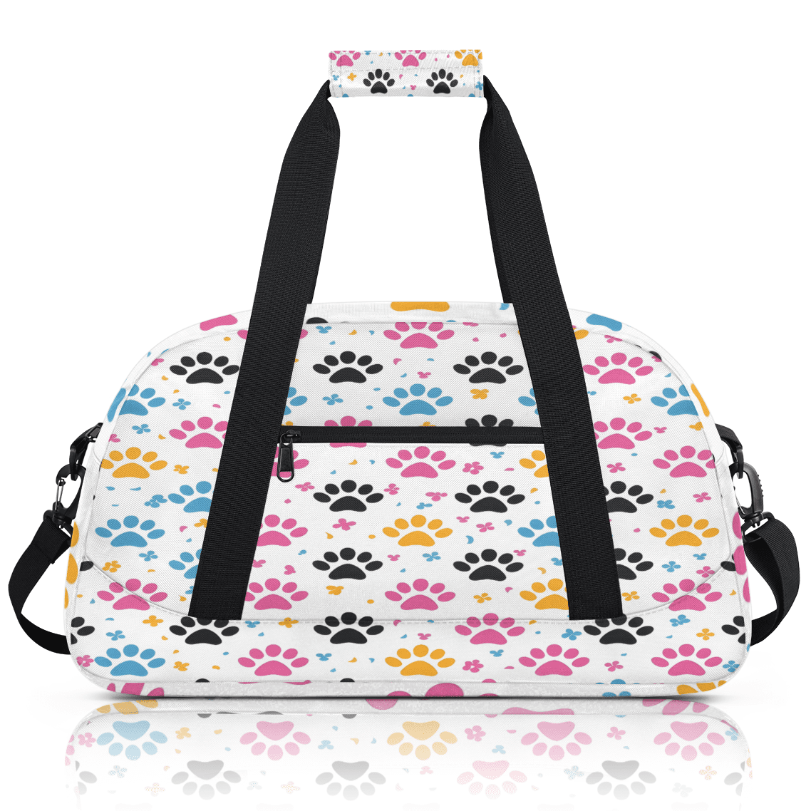 Herdesigns Paw Print Sports Duffle Bag for Women & Men, Gym Bag Dance Bag Overnight Bag Carry On Weekender Travel Bag