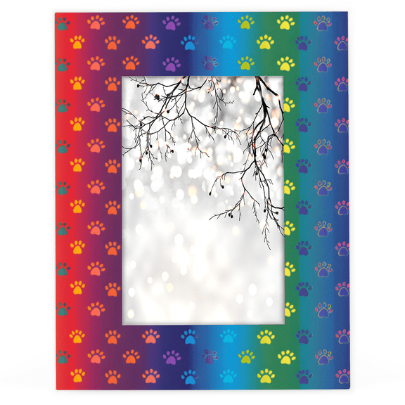 Herdesigns Paws 5x7 Picture Frame, Rainbow Wood Photo Frame for Living Room Bedroom, Vertical & Horizontal Display