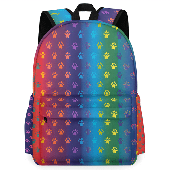 Herdesigns Paws Backpack for Men Women, Lightweight Laptop Backpack 16.3 Inch Rainbow Casual Daypack for Travel Work Commuter