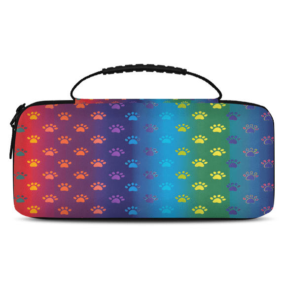 Herdesigns Paws Carry Case Compatible with Nintendo Switch 2, Protective Travel Switch Carrying Case with 20 Game Card Slots for Switch Console & Accessories,Rainbow