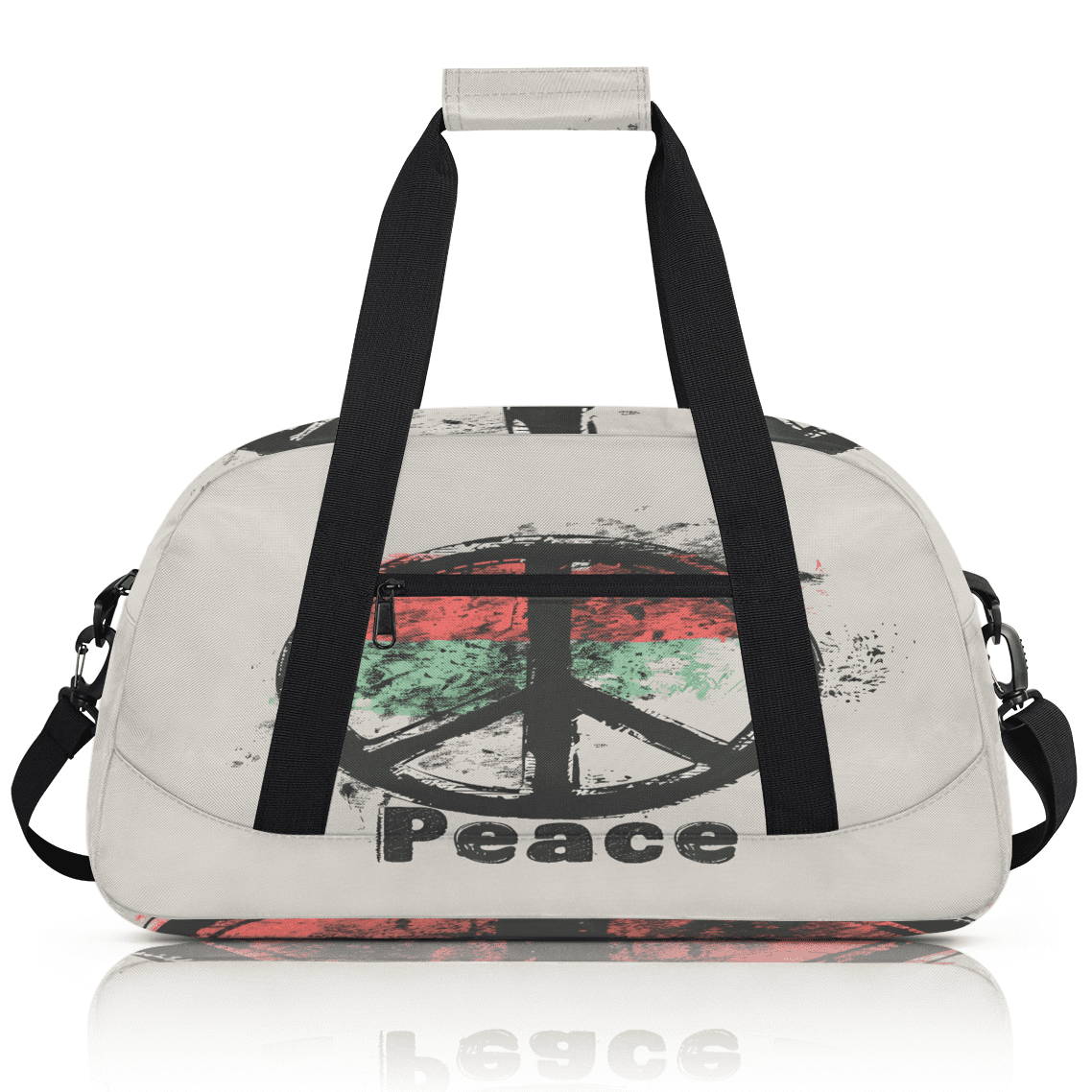 Herdesigns Peace Sign Sports Duffle Bag for Women & Men, Peace Symbol Gym Bag Dance Bag Overnight Bag Carry On Weekender Travel Bag