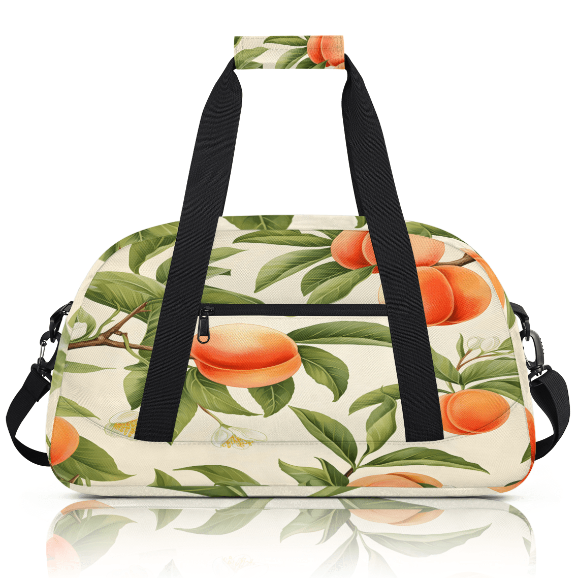 Herdesigns Peach Sports Duffle Bag for Women & Men, Fruit Peach Gym Bag Dance Bag Overnight Bag Carry On Weekender Travel Bag
