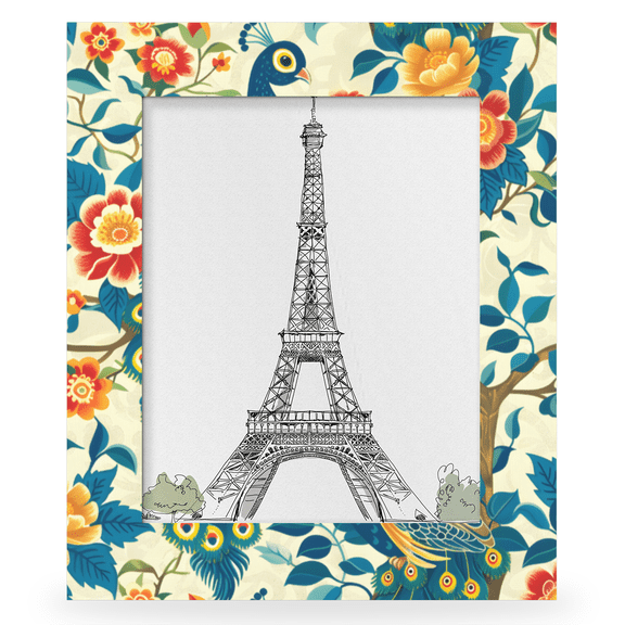 Herdesigns Peacock 11x14 Photo Frame, Peacock Flower Wooden Picture Frame Fits 11x14in Photo, Wall Hanging or Tabletop Display