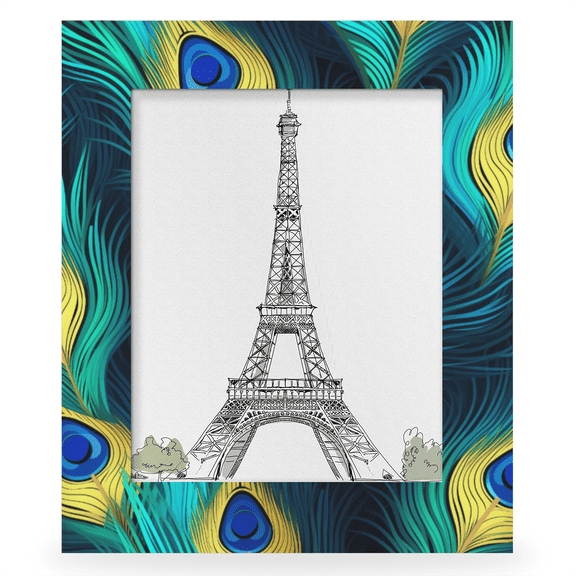 Herdesigns Peacock Bird Feathers 11x14 Photo Frame, Wooden Picture Frame Fits 11x14in Photo, Wall Hanging or Tabletop Display