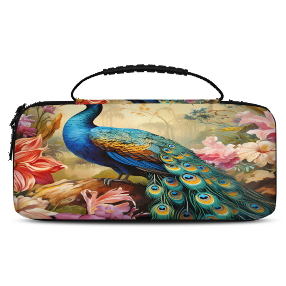 Herdesigns Peacock Carry Case Compatible with Nintendo Switch 2, with 20 Game Card Slots, Beautiful Bird Peacock Portable Travel Carrying Case Pouch for Accessories & Games