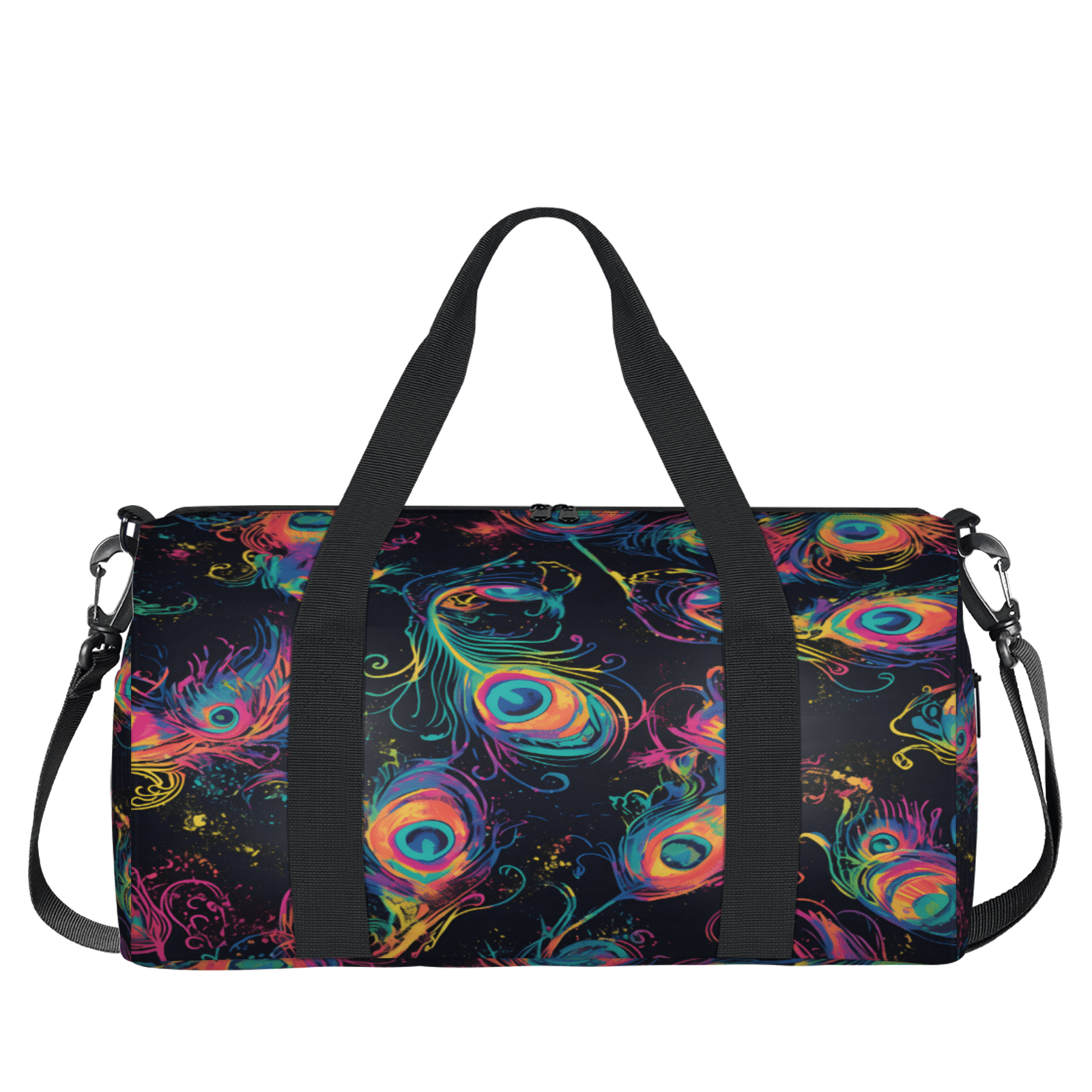 Herdesigns Peacock Feather Gym Bag for Women, Duffle Bag for Travel Sport, Watercolor Bird Lightweight Waterproof Carry on Weekender Dance Yoga Workout Bags