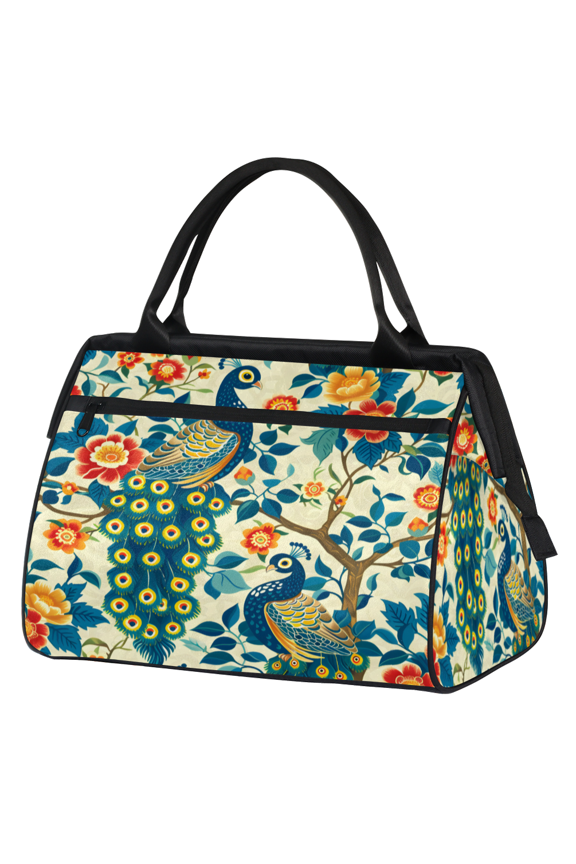 Peacock Overnight Weekender Bag for Women Men Peacock Flower Carry On Overnight Travel Duffle Bag Labor Delivery Bag for Hospital