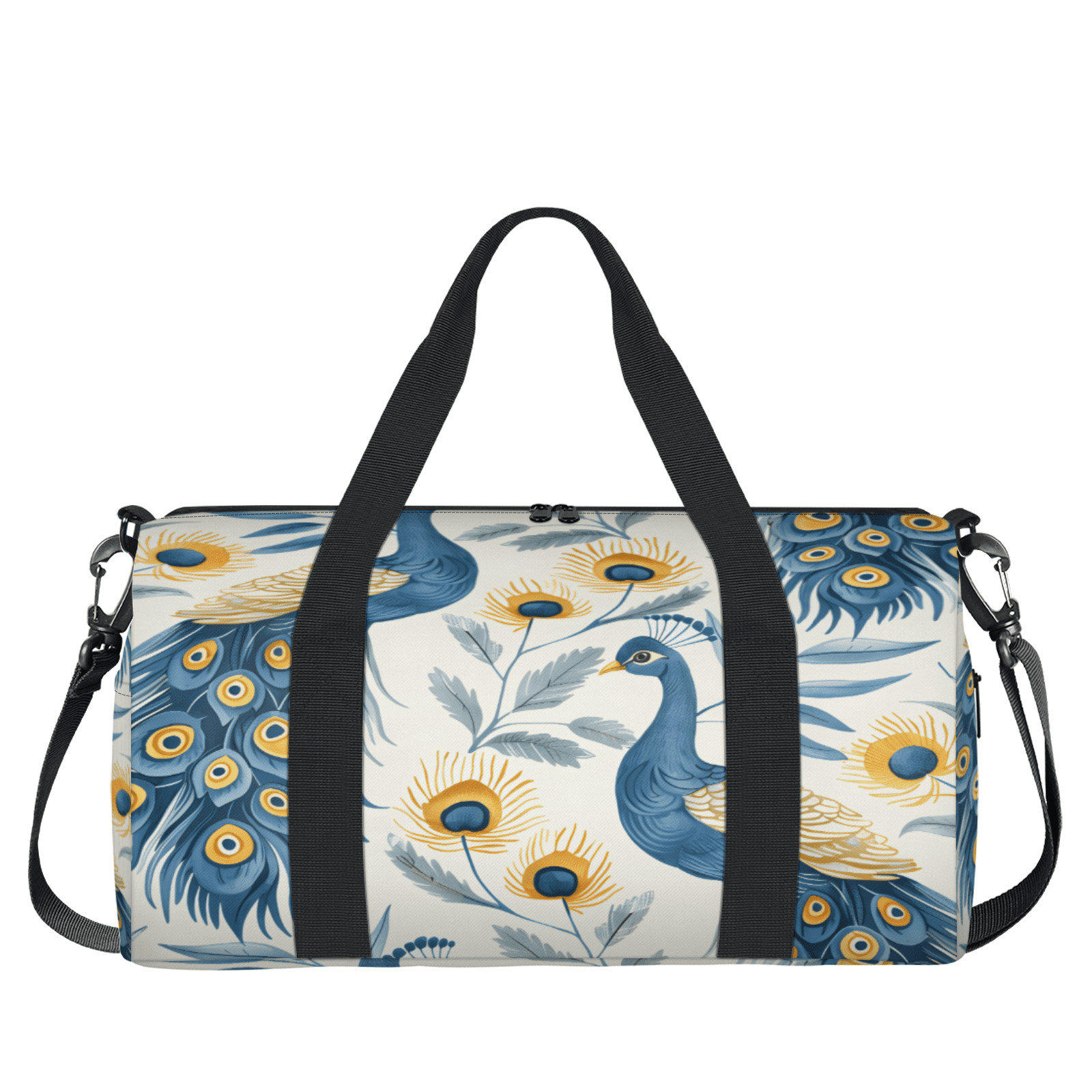 Herdesigns Peacock Travel Duffle Bag Sports Yoga Weekender Overnight Carry on Workout Bags Lightweight Waterproof Gym Tote Bag for Women Blue Bird