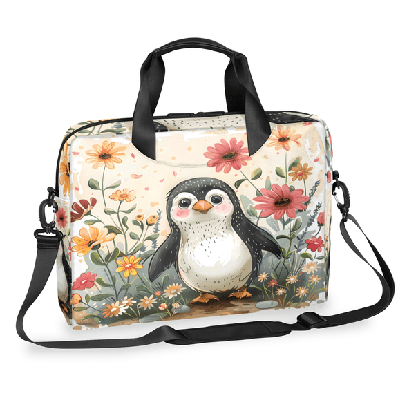 Herdesigns Penguin Laptop Bag for Women Men, Computer Case Briefcase Messenger Bags, 15-15.6 inch Laptop Sleeve Shoulder Bag