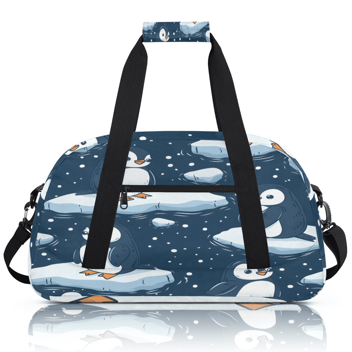 Herdesigns Penguin Sports Duffle Bag for Women & Men, Cute Animal Gym Bag Dance Bag Overnight Bag Carry On Weekender Travel Bag