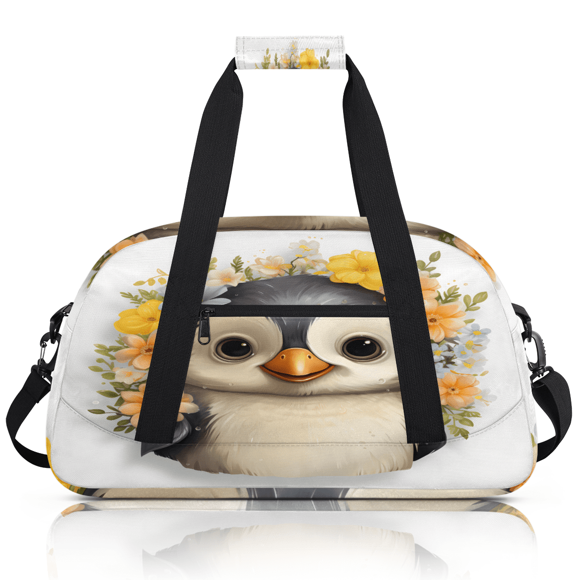 Herdesigns Penguin Sports Duffle Bag for Women & Men, Penguin Gym Bag Dance Bag Overnight Bag Carry On Weekender Travel Bag
