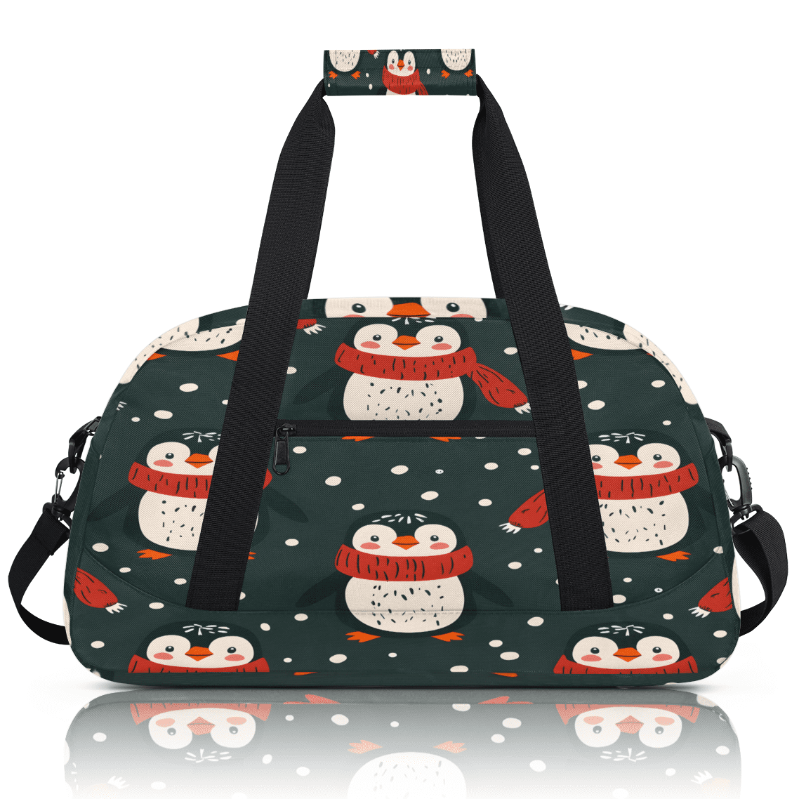 Herdesigns Penguin Sports Duffle Bag for Women & Men, Penguin Pattern Gym Bag Dance Bag Overnight Bag Carry On Weekender Travel Bag