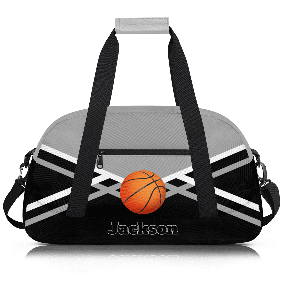 Herdesigns Personalized Basketball Duffel Bag Sport Bag Custom Gym Bag with Name, Dance Bags Weekender Bags Overnight Bags Travel Bag, Black Gray