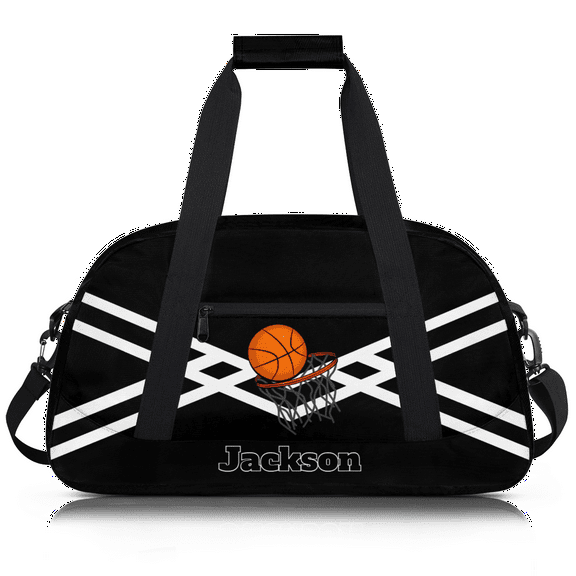 Herdesigns Personalized Basketball Duffel Bag Sport Bag Custom Gym Bag with Name, Dance Bags Weekender Bags Overnight Bags Travel Bag, Black