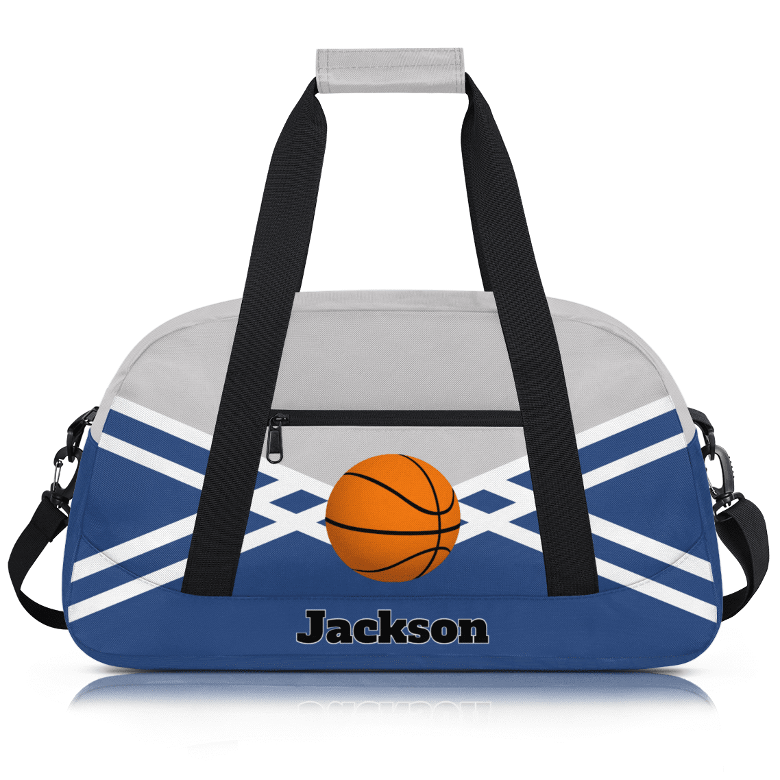Herdesigns Personalized Basketball Duffel Bag Sport Bag Custom Gym Bag with Name, Dance Bags Weekender Bags Overnight Bags Travel Bag, Blue Gray