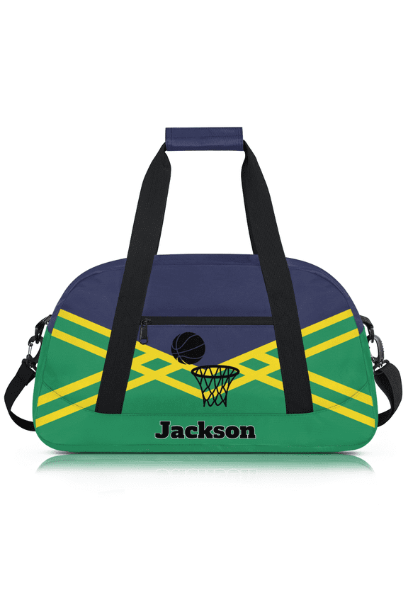 Personalized Basketball Duffel Bag Sport Bag Custom Gym Bag with Name, Dance Bags Weekender Bags Overnight Bags Travel Bag, Green Blue