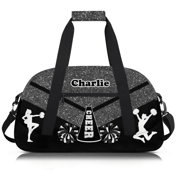 Herdesigns Personalized Cheer Duffel Bag Cheerleaders Gym Bags with Name, Custom Dance Perform Training Sport Bags for Overnight Weekender Travel Black