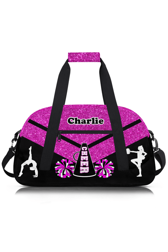 Personalized Cheer Duffel Bag Cheerleaders Gym Bags with Name, Custom Dance Perform Training Sport Bags for Overnight Weekender Travel Rose Pink