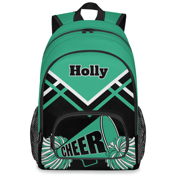 Herdesigns Personalized Cheer Laptop Backpack with Name, Custom 18.3 Inch Large Cheerleading Computer Backpacks Fashion Teacher Nurse Bag Casual Daypack for Work Travel, Mint Green