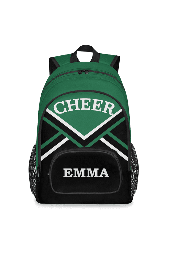 Personalized Cheer Laptop Backpack with Name, Custom 18.3 Inch Large Cheerleading Dark Green Computer Backpacks Fashion Teacher Nurse Bag Casual Daypack for Work Travel
