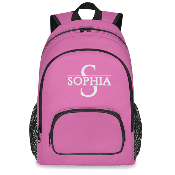 Herdesigns Personalized Laptop Backpack with Name & Letter, Custom 18.3 Inch Large Computer Backpacks Fashion Teacher Nurse Bag Casual Daypack for Work Travel, Pink