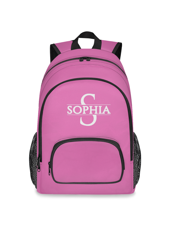 Personalized Laptop Backpack with Name & Letter, Custom 18.3 Inch Large Computer Backpacks Fashion Teacher Nurse Bag Casual Daypack for Work Travel, Pink