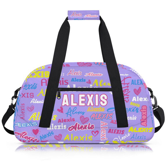 Herdesigns Personalized Sports Duffel Bag, Custom Gym Dance Bag with Your Name, Lightweight Overnight Weekender Bags for Gymnastics Travel, Light Purple