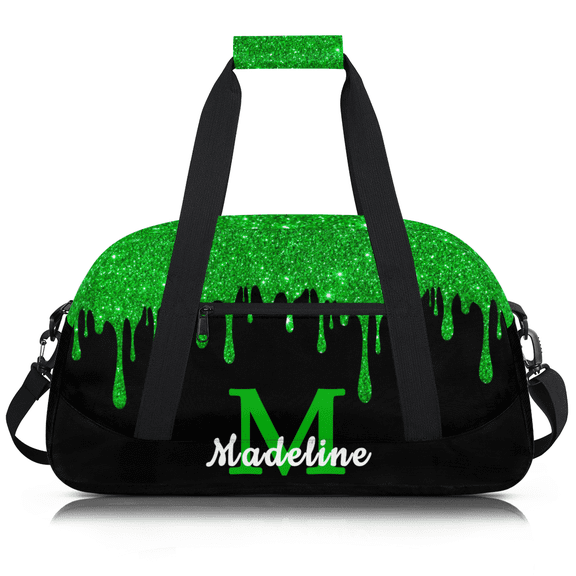 Herdesigns Personalized Sports Duffel Bag with Name Custom Weekender Overnight Bag Gym Bag Travel Dance Gymnastics Duffel Bag, Green