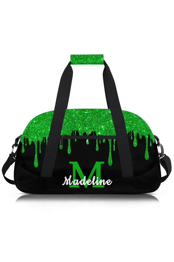 Personalized Sports Duffel Bag with Name Custom Weekender Overnight Bag Gym Bag Travel Dance Gymnastics Duffel Bag, Green
