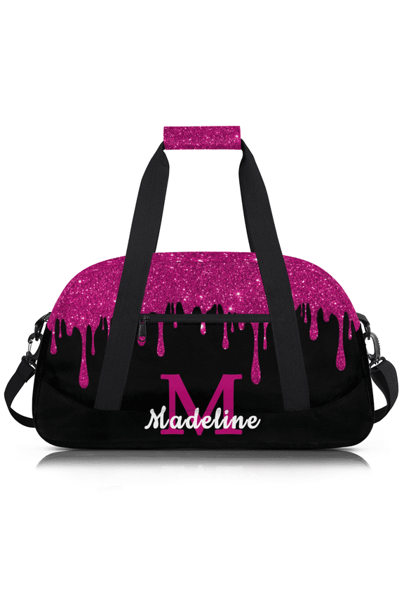 Personalized Sports Duffel Bag with Name Custom Weekender Overnight Bag Gym Bag Travel Dance Gymnastics Duffel Bag, Rose Pink