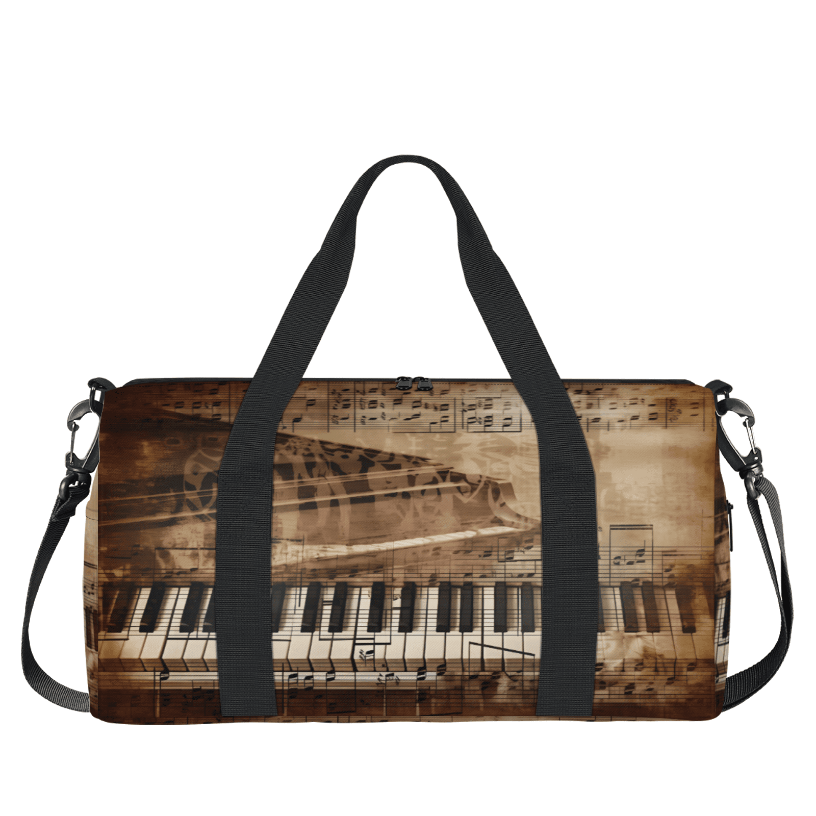 Herdesigns Piano Keys Gym Bag for Women, Duffle Bag for Travel Sport, Music Note Theme Lightweight Waterproof Carry on Weekender Dance Yoga Workout Bags