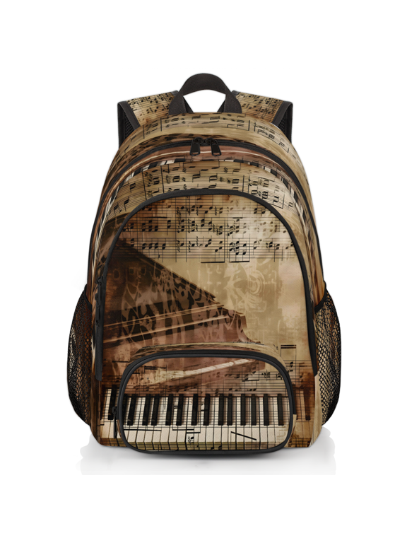 Vintage Music Piano Key Theme Laptop Backpack for Women Men, 18.3 Inch Large Computer Backpacks Fashion Teacher Nurse Bag Casual Daypack for Work Travel