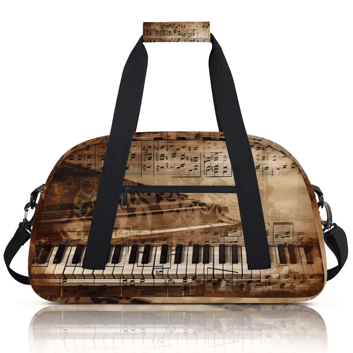Herdesigns Piano Keys Sports Duffle Bag for Women & Men, Music Note Theme Gym Bag Dance Bag Overnight Bag Carry On Weekender Travel Bag