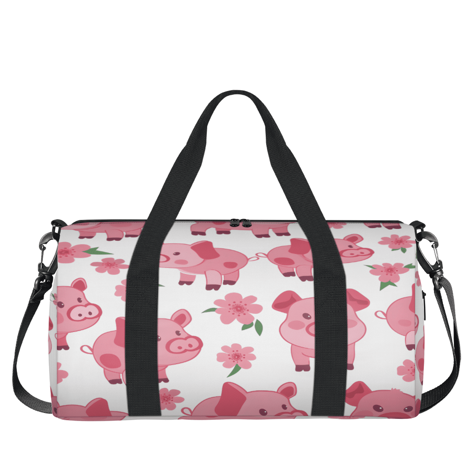 Herdesigns Pig Gym Bag for Women, Duffle Bag for Travel Sport, Pink Lightweight Waterproof Carry on Weekender Dance Yoga Workout Bags