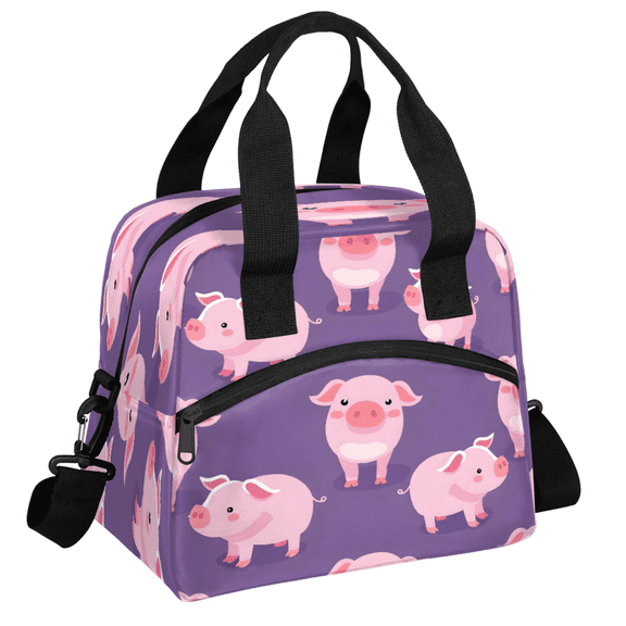 Herdesigns Pig Insulated Lunch Bag for Women Men Adult, Reusable Insulated Cooler Lunch Box Lunch Tote Bag for Work Picnic Beach