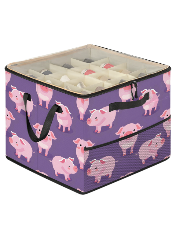 Pig Shoe Storage Organizer for Closet, Foldable Shoe Storage Box with Clear Lid & Adjustable Dividers, Space Saving Shoes Holder, Shoe Containers