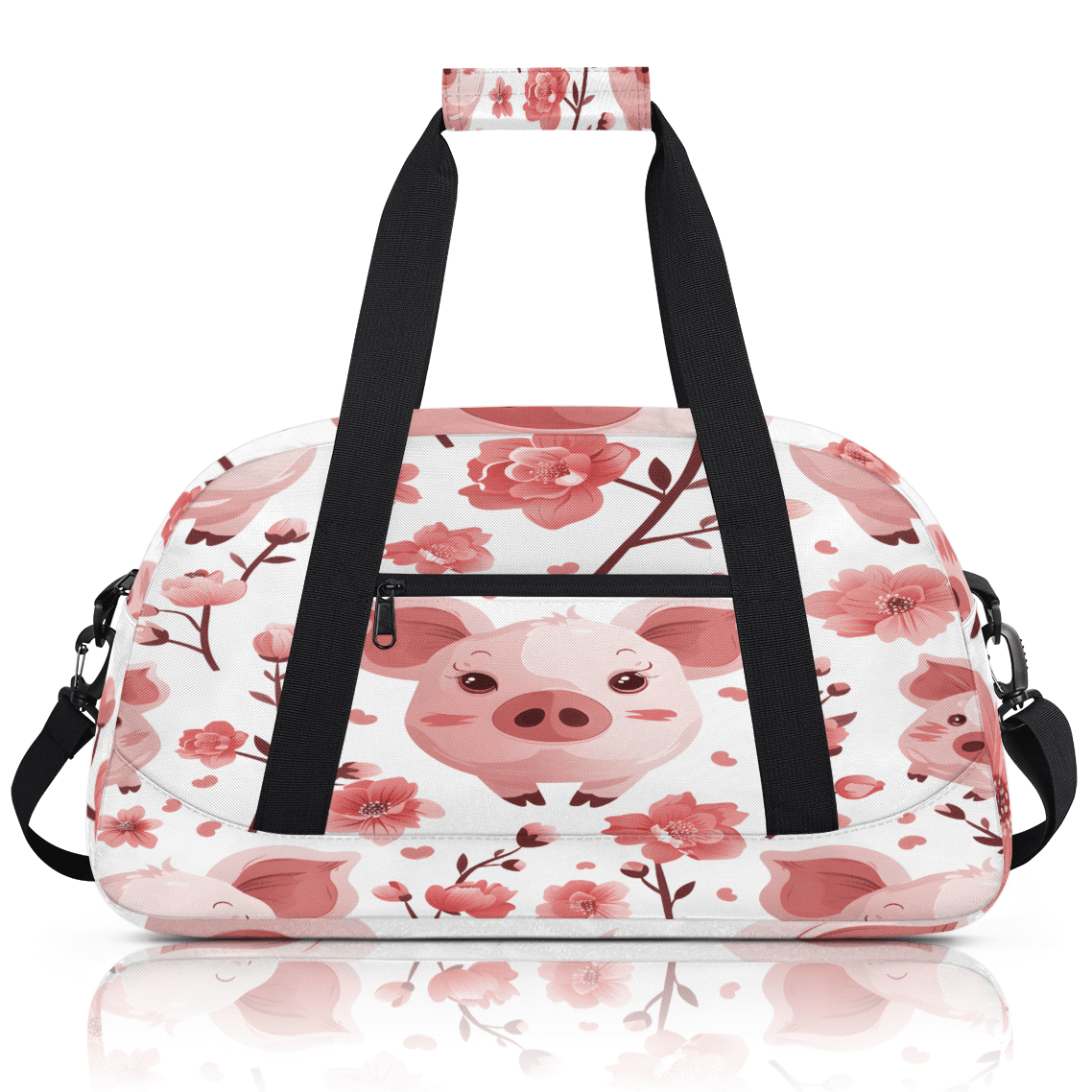 Herdesigns Pig Sports Duffle Bag for Women & Men, Cute Gym Bag Dance Bag Overnight Bag Carry On Weekender Travel Bag