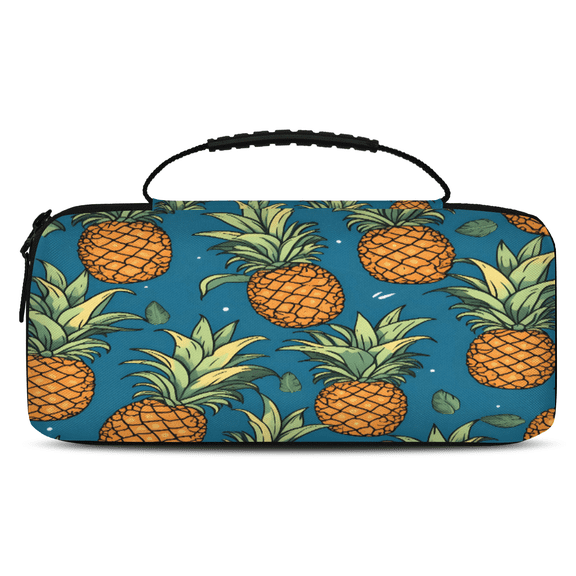 Herdesigns Pineapple Carry Case Compatible with Nintendo Switch 2017 & Oled 2021, with 20 Game Card Slots, Tropical Fruits Portable Travel Carrying Case Pouch for Accessories & Games