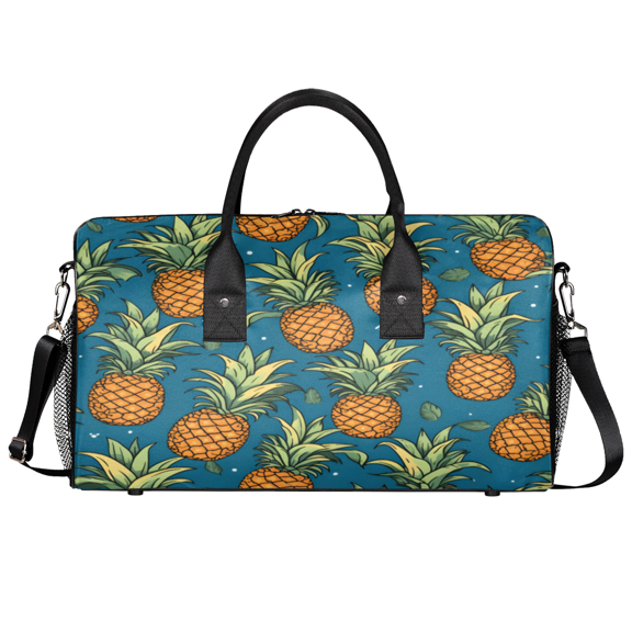 Herdesigns Pineapple Gym Bag for Women Men, Travel Duffle Bag Lightweight Waterproof Carry on Weekender Overnight Tote for Dance Cheer Sport, Tropical Fruits