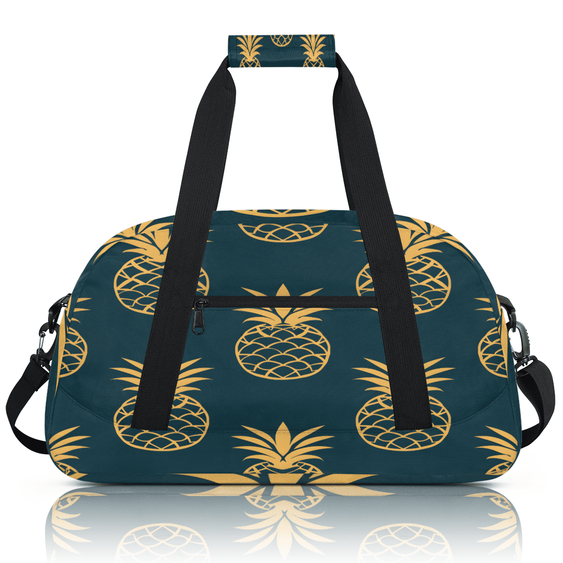 Herdesigns Pineapple Sports Duffle Bag for Women & Men, Golden Gym Bag Dance Bag Overnight Bag Carry On Weekender Travel Bag
